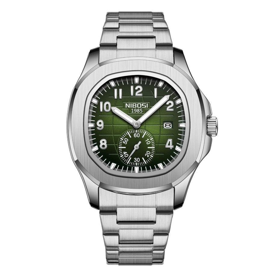Nibosi President Men's Watch – Silver & Green