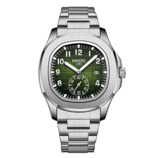 Nibosi President Men's Watch – Silver & Green