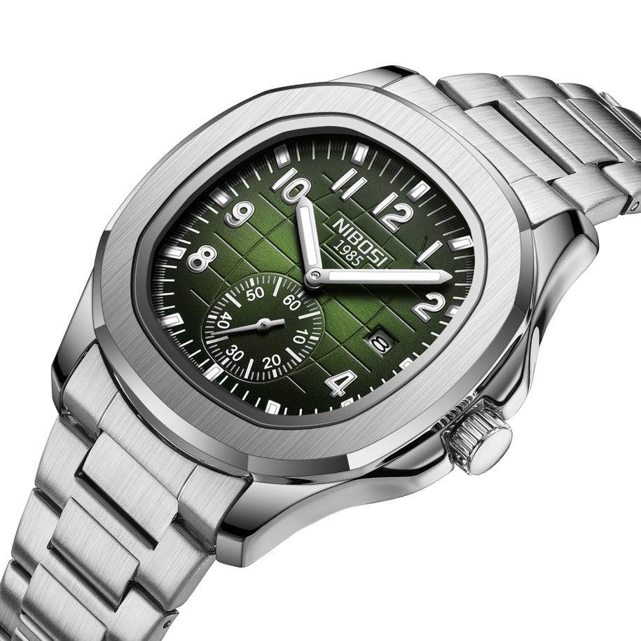 Nibosi President Men's Watch – Silver & Green