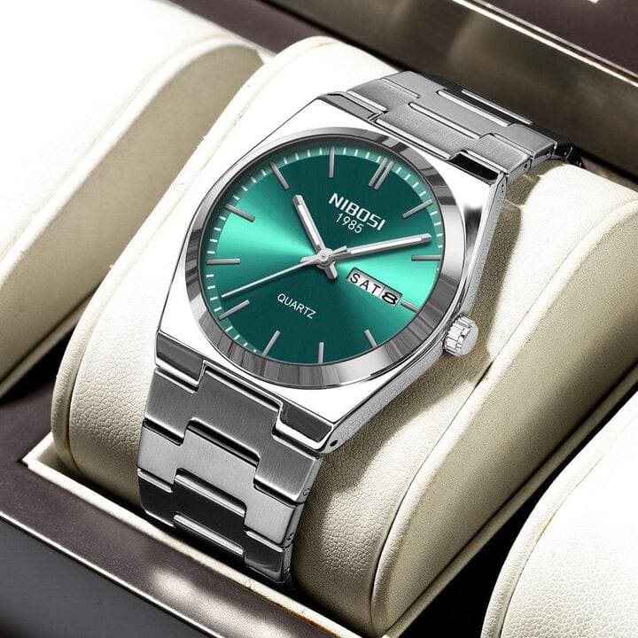 Nibosi Ardenne Men's Watch – Silver & Green