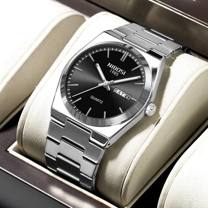 Nibosi Ardenne Men's Watch – Silver & Black