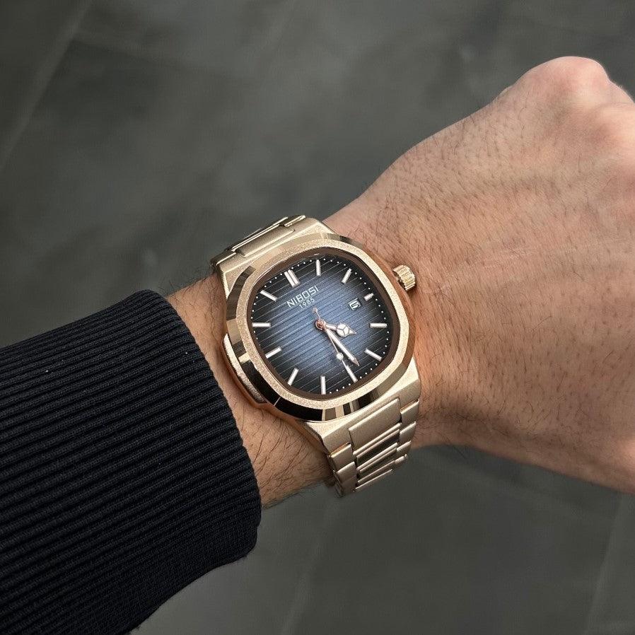 Nibosi Astronaut Limited Edition Men's Watch – Rose Gold & Blue