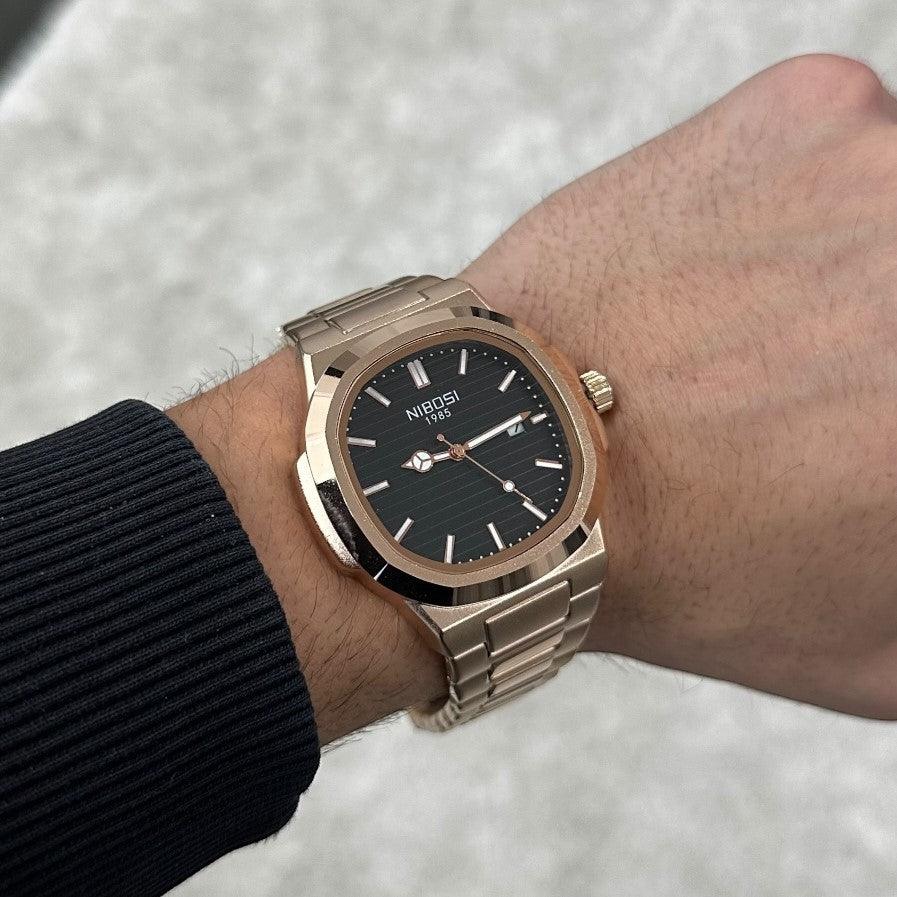 Nibosi Astronaut Limited Edition Men's Watch – Rose Gold & Black